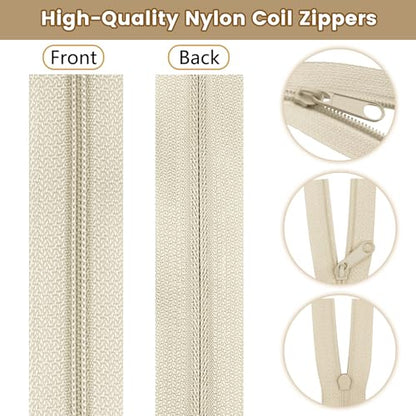 24 Yards 8 Pieces Sewing Zippers #3 Nylon Coil Zippers Assorted Zipper for Sewing with 32 Zipper Sliders for DIY Tailor Sewing Crafts Supplies (8 Count)