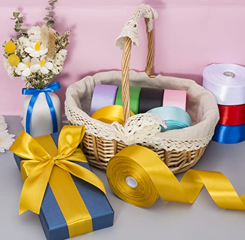 1 1 2 Inch Gold Solid Satin Ribbon for Gift Wrapping