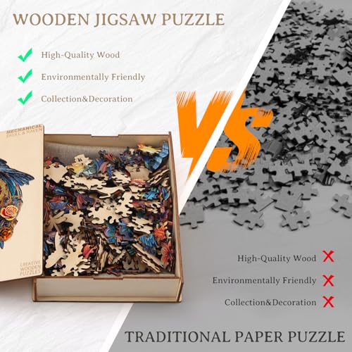 Wooden Puzzles Adults Raven & Mechanical Skull Jigsaw 17.3 * 15.4in