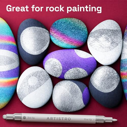 Silver Dual Tip Acrylic Paint Marker Pens (12 Count)