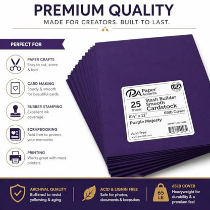 PA Paper Accents Stash Builder Cardstock 8.5" x 11" Purple Majesty