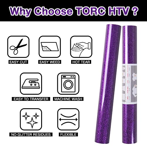 Purple Glitter HTV Heat Transfer Vinyl Roll 12 inch x 5 ft Iron on Vinyl for T Shirts Crafts