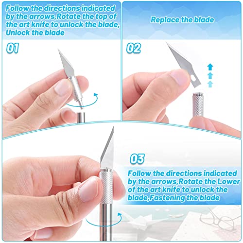 Exacto Knife Hobby Cutter with A4 Self Healing Cutting Mat Hobby Knife Set with 30 PCS Exacto Blades Precision Art Knife for Crafts Paper Scrapbooking Stencil (32 Count)