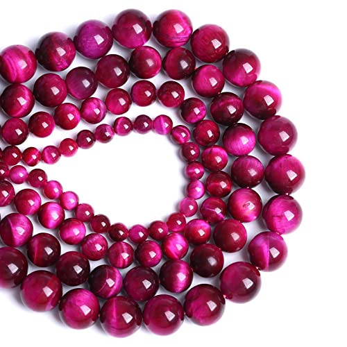 AAA Natural Rose Red Tiger Eye Agate Stone Round Loose Beads for Jewelry Making Semi (16 Count)