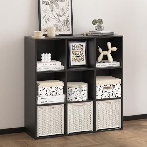 Wooden 9 Cube Storage Organizer with Closed Back Panel (9 Count)