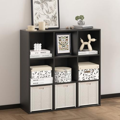 Wooden 9 Cube Storage Organizer with Closed Back Panel (9 Count)