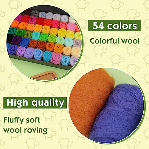 54 Colors Needle Felting Wool (54 Count)