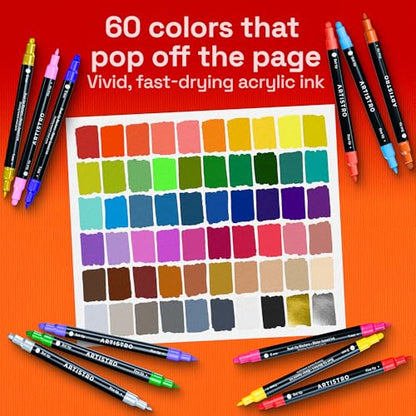 Dual Tip Acrylic Paint Marker Pens (60 Count)