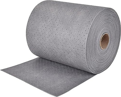 Premium Polypropylene 150' L x 15" W Absorbent Mat Roll Gray Heavy Weight Oil Absorbing Mats Universal Oil for Absorbing Oils