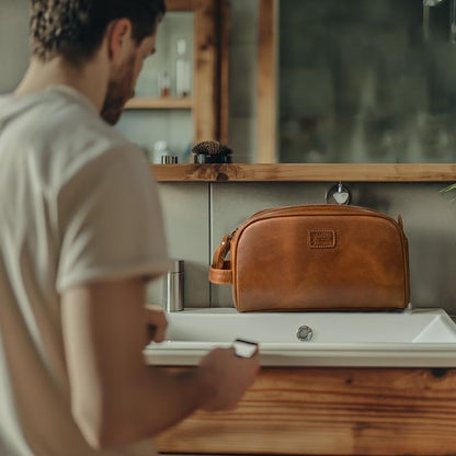 Leather Toiletry Bag for Men