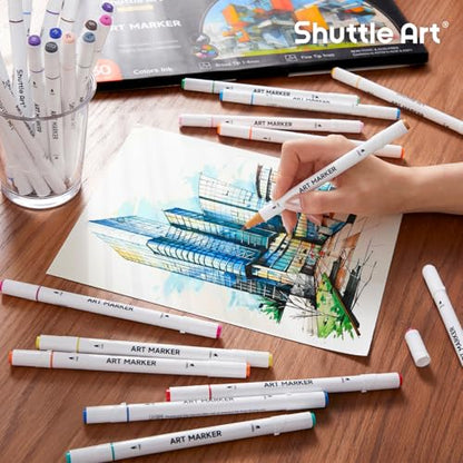 30 Colors Dual Tip Art Markers Permanent Marker Pens Highlighters Perfect for Illustration Adult Coloring Sketching and Card Making (30 Count)