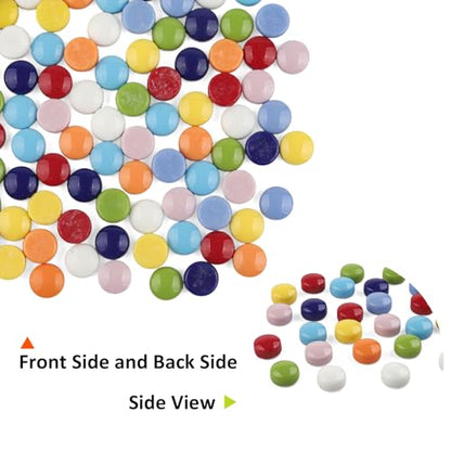 200g Glossy Round Glass Mosaic Tiles for Crafts Bulk (7.05 Ounce)