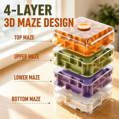 4 Layer 2 in 1 3D Rolling Ball Maze Cube