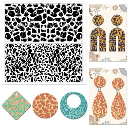 Tile Pattern Polymer Clay Texture Sheets Pebble Texture Silicone Clay Texture Stamp Clay Modeling Pattern Pad Texture Sheets for Earrings Jewelry Making