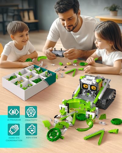 5-in-1 STEM RC Robot Building kit, 478Pcs App Coding, Boys Age 6-12 (478 Count)