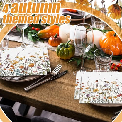 200 Pieces Fall Floral Cocktail Napkins 2 (200 Count)