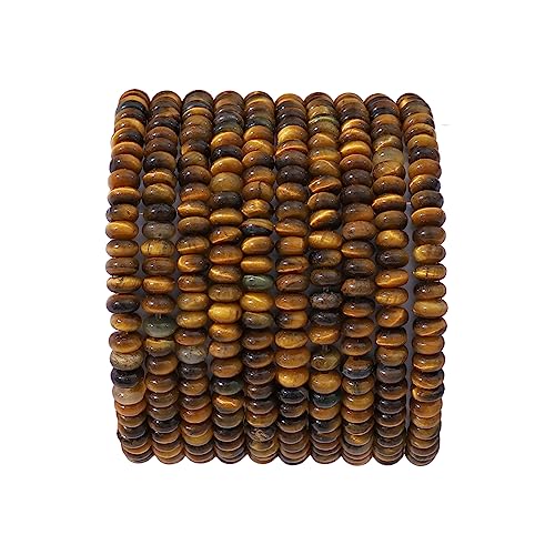 Natural Yellow Tiger Eye Disk Stone Beads 4x2mm 160pcs Rondelle Loose Semi Gemstone Beads for Jewelry Making Design (160 Count)