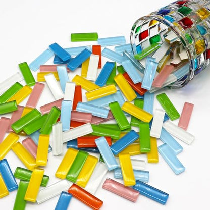 162Pcs 1.1LB Mixed Colors Mosaic Glass Tiles (162 Count)