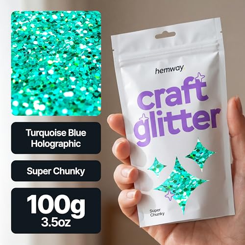 Craft Glitter Turquoise Blue Holographic 100g Super Chunky Glitter