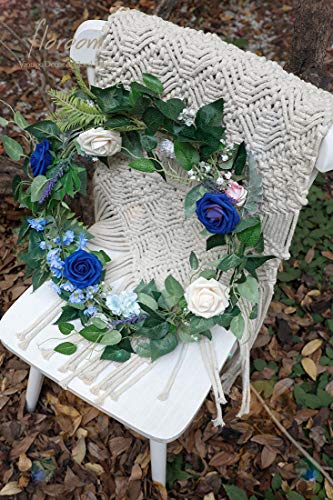 Artificial Flowers 25pcs Real Looking Royal Blue Foam Fake Roses with Stems for DIY Table Centerpieces Party Home Decorations (25 Count)