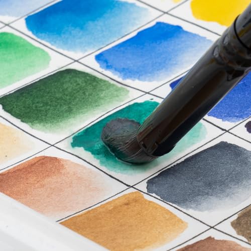 8pcs Round Watercolor Paint Brush Set Goat Hair for Watercolors (8 Count)