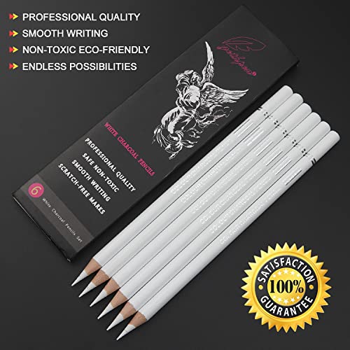 White Charcoal Pencils Set (6 Count)