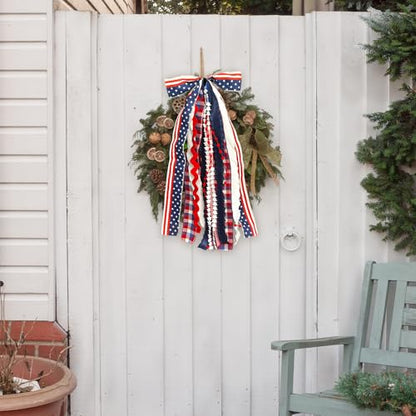 Large Patriotic Star Ribbon Bow for Wreath