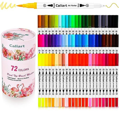 72 Colors Double Tip Brush Pen Art Markers for Adult Coloring Books (72 Count)