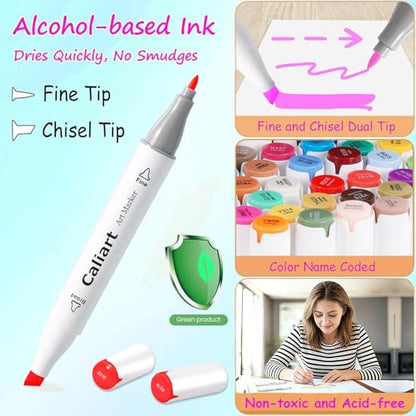 52 Colors Alcohol Markers Dual Tip