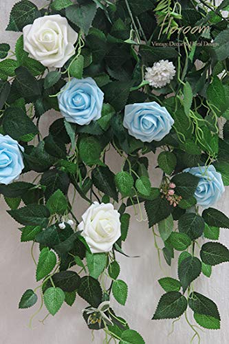 Artificial Flowers 50pcs Real Looking Ivory Foam Fake Roses with Stems for DIY Wedding Bouquets White Baby Shower Centerpieces Floral Arrangements Party Tables Home Decorations (50 Count)