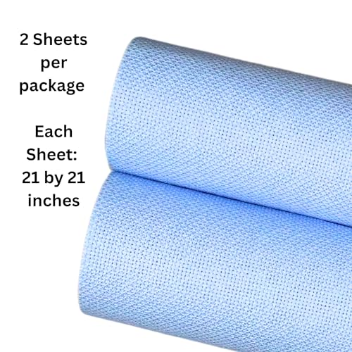 2 Sheets of Light Blue 14 Count Aida Cloth