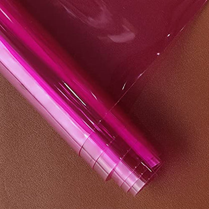 HYANG Dark Pink Transparent PVC Super Clear Holographic Vinyl Faux Leather Sheets 1 Roll 12" x 47"