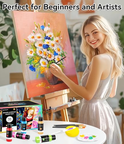 52 PCS Classic & Pastel & Glow in the Dark Acrylic Paint Set