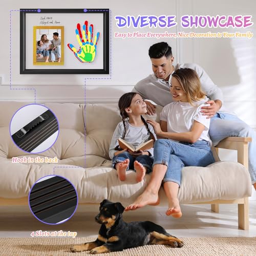 Horizontal Black Family Handprint Kit 3D Frame Modern Dad Gift