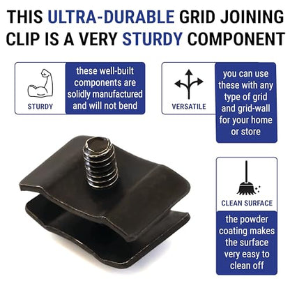 Gridwall Joining Clip Connectors for Grid Panels
