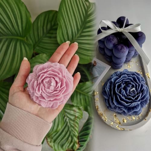 2 Pack 3.14 inch Peony Candle Molds Set (2 Count)