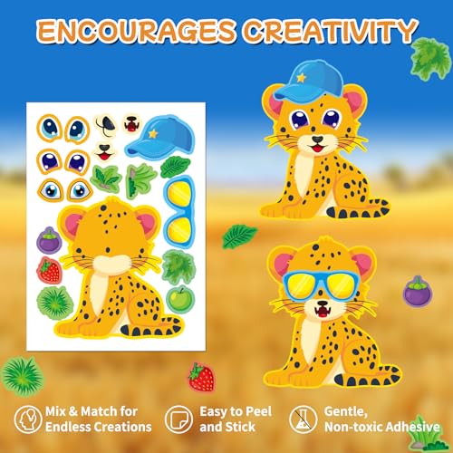 48 Make A Safari Animal Sticker Sheets (48 Count)