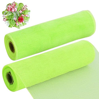 2 Rolls 10 Inch Light Green Decorative Mesh Ribbbon Rolls (60 Foot)