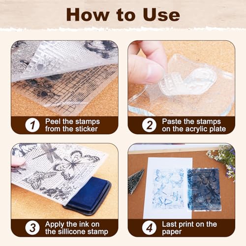 Retro Butterfly Vintage Stamps Clear Stamps for Card Making 1 Sheet