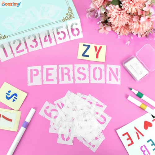 1.5 Inch 42 Pcs Reusable Letter Number Symbol Stencils