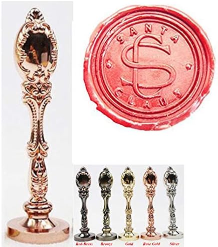 Vintage Santa Claus Monogram Sealing Wax Seal Stamp Rose Gold Metal Handle Kit Custom Invitation Embellishment Christmas Gift Wrap Package Custom Logo Word Wax Seal Stamp Set