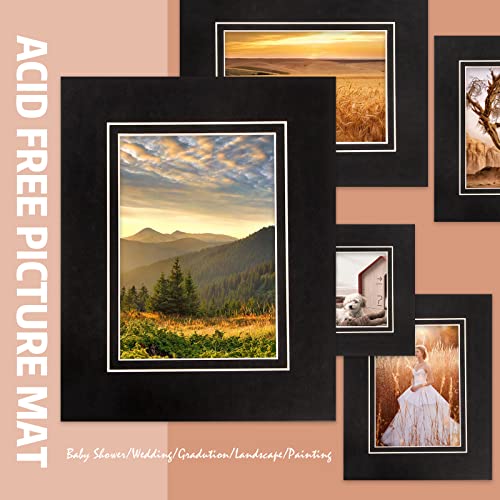 10 Pack Acid Free Black Picture Frame Mats