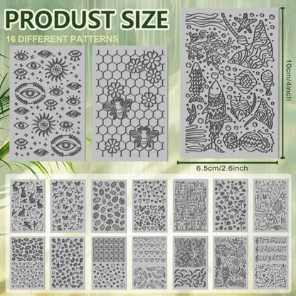 16 Sheets Bee and Butterfly Clay Texture Mat Cowboy Pattern Polymer Clay Texture Sheets DIY Tools for Pottery Earring Jewelry Making Stamp Engraving Machines