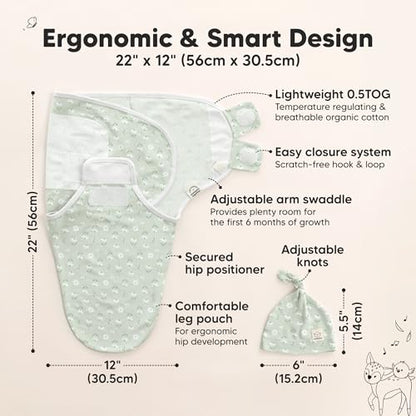 3pk Organic Swaddles for Newborns Girls