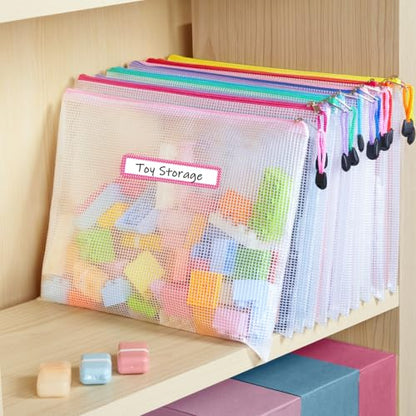 36 Pack Mesh Zipper Pouch with Sticky Labels (36 Count)