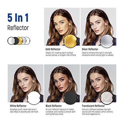 22" 56cm Light Reflector with Handle Grip with 3