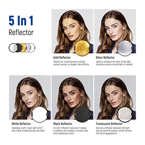 22" 56cm Light Reflector with Handle Grip with 3