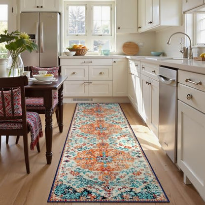 Reine Bohemian Floral Medallion 2'8" x 10' Hallway Runner Rug