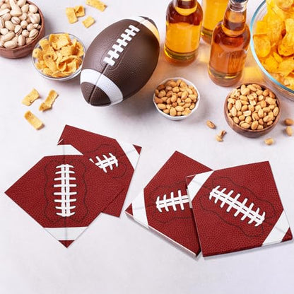 48 Pieces Football Paper Napkins Disposable Football Party Napkins Football Rugby Cocktail Dinner Napkins Set 13" x 13" Unfolded Football Tableware Napkins for Rugby Party Supplies (48 Count)