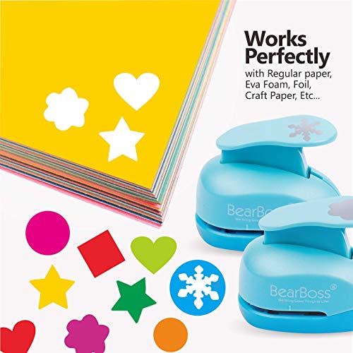 6 Craft Hole Punch Shapes 1 Inch Paper Punches for Crafting Handmade Scrapbooking Punches Mix Shapes Designs for Kindergarten Teacher Office Supplies by BearBoss (6 Count)